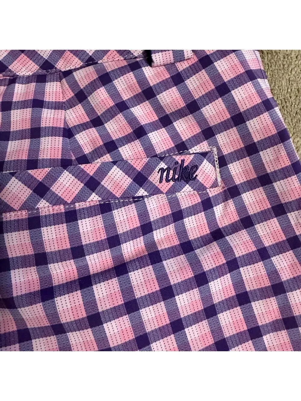 Nike Golf Pink and Purple Fit Dry Checkered Shorts Size 8